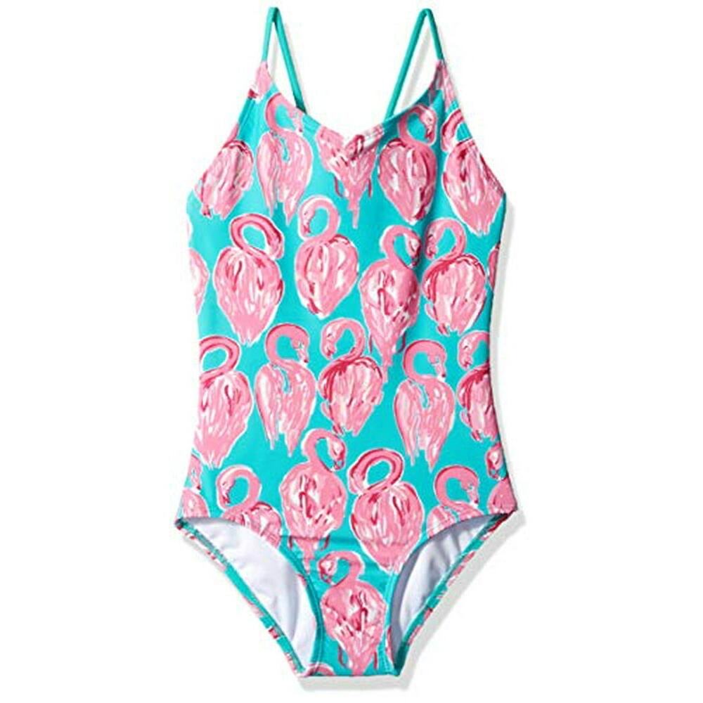 Kanu Surf Girls' Green Daisy One-Piece Swimsuit Size 12